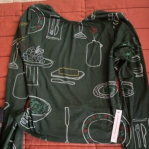 NWT Lisa Says Gah Rowan Print Top - Set the Table Forest Sz Med